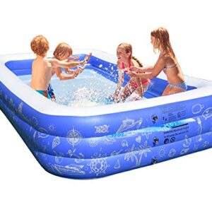 FC Design Backyard Swim Center for Kids, Adults, Babies, Toddlers, Blow up Large Rectangular Patio Garden Outdoor Inflatable Family Swimming Pools with Electric Air Pump Included, 117"D x 68"W x 22"H