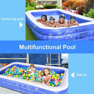 FC Design Backyard Swim Center for Kids, Adults, Babies, Toddlers, Blow up Large Rectangular Patio Garden Outdoor Inflatable Family Swimming Pools with Electric Air Pump Included, 117"D x 68"W x 22"H