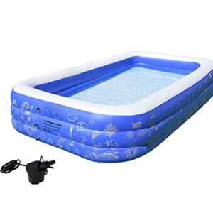 FC Design Backyard Swim Center for Kids, Adults, Babies, Toddlers, Blow up Large Rectangular Patio Garden Outdoor Inflatable Family Swimming Pools with Electric Air Pump Included, 117"D x 68"W x 22"H