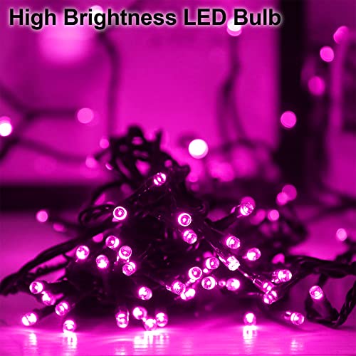 YAOZHOU Solar Christmas String Lights Outdoor Pink 2 Pack 144ft 400LED Fairy Lights with 8 Modes, IP44 Waterproof Lights for Tree Garden Patio Wedding Party Yard Decor