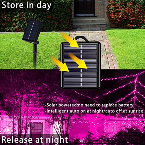 YAOZHOU Solar Christmas String Lights Outdoor Pink 2 Pack 144ft 400LED Fairy Lights with 8 Modes, IP44 Waterproof Lights for Tree Garden Patio Wedding Party Yard Decor