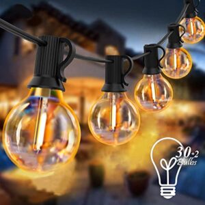 supzimo 60ft outdoor string lights waterproof patio lights with 32 shatterproof dimmable g40 bulbs, 2700k commercial hanging lights for outside backyard porch bistro balcony garden party decor