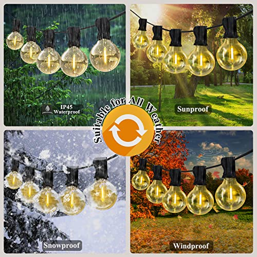 Supzimo 60Ft Outdoor String Lights Waterproof Patio Lights with 32 Shatterproof Dimmable G40 Bulbs, 2700k Commercial Hanging Lights for Outside Backyard Porch Bistro Balcony Garden Party Decor