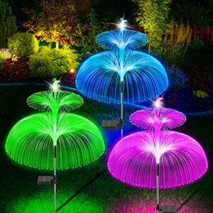 zwjbsgy solar lights outdoor – new upgraded solar jellyfish light, 3 pack waterproof colored changing solar flowers garden lights for pathway patio yard deck walkway christmas decoration
