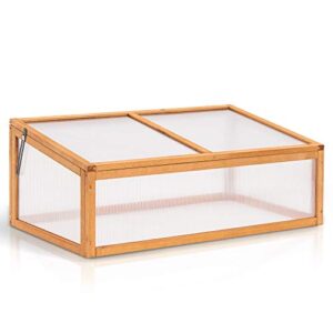 mcombo wooden garden portable greenhouse cold frame raised plants bed protection 6057-0690 (orange)