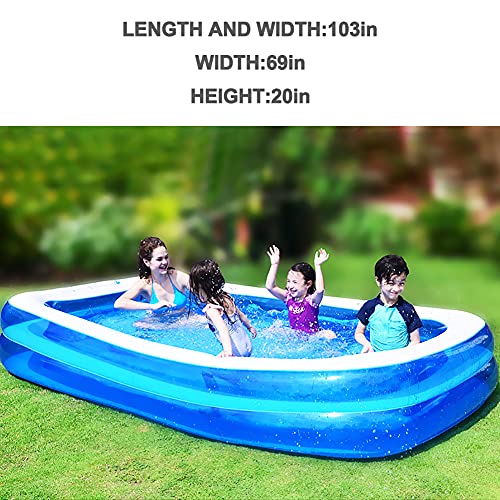 ACETOP Swimming Pool, 102 inch X 68 inch X 20 inch Full-Sized Family Blow up Pool, Thick Wear-Resistant Big Above Ground, Garden, Backyard Water Party (0265)