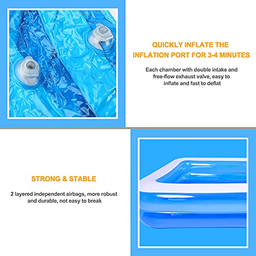 ACETOP Swimming Pool, 102 inch X 68 inch X 20 inch Full-Sized Family Blow up Pool, Thick Wear-Resistant Big Above Ground, Garden, Backyard Water Party (0265)