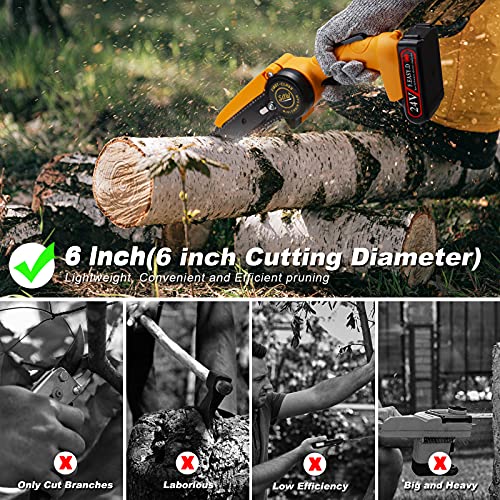 Mini Chainsaw - Mini Chainsaw 6 Inch , Cordless Chainsaw , Mini Chainsaw Cordless for Branch Wood Cutting, Garden Pruning, Tree Trimming( Electric Chainsaw 2 Battery 2 Chain 1 Bag)