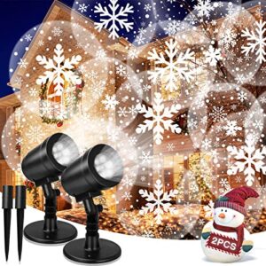 2 pack christmas projector lights outdoor, snowfall projector lights outdoor, christmas decorations light, landscape lights projector with remote, projector light for christmas, patio, garden, party