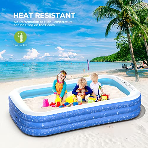 Inflatable Pool - 120"X71"X20" Swimming Blow Up Pool for Baby, Kids, Kiddie, Toddlers, Adults, Full-Size Family Above Ground Pool Piscinas Outdoor Garden Backyard Water Party for Age 3+