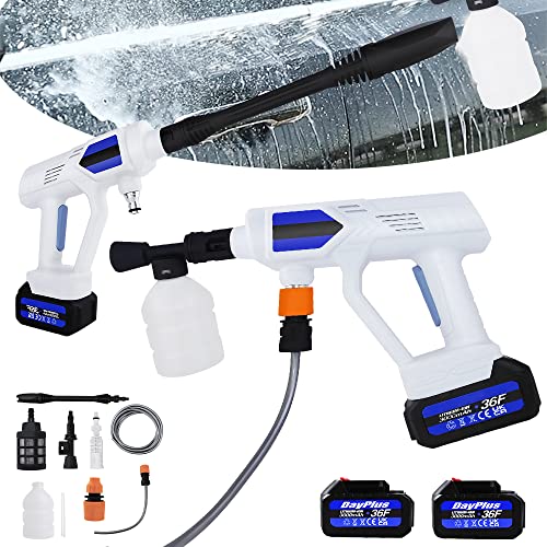 Portable Pressure Washer, 21V Power Washers Electric with Three-Speed Adjustable, 6-in-1 Adjustable Nozzle Battery Powered Washer w/2X3.0Ah Battery, for Car Washing Home Garden Cleaning