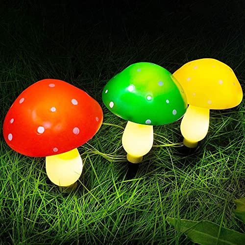 Arcyy Upgraded Waterproof Solar Outdoor Lights, Mushroom Solar Lights, Multi-Color Changing LED Outdoor Solar Garden Lights Flowers for Garden, Patio Lawn Path, Backyard