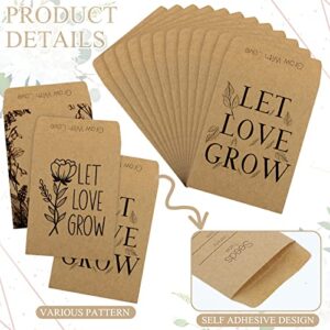 150 Pcs Wedding Favors Seed Packets Seed Envelopes Let Love Grow Kraft Packets Self Adhesive Small Flower Seed Coin Storage Packets for Guests Garden Wedding 2.25 x 3.25 Inches (Kraft)