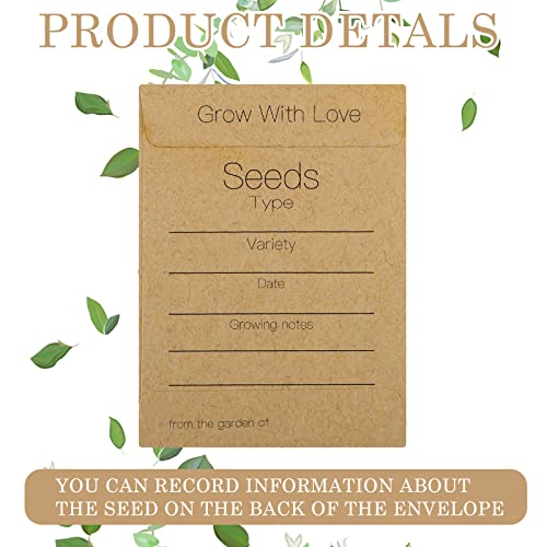 150 Pcs Wedding Favors Seed Packets Seed Envelopes Let Love Grow Kraft Packets Self Adhesive Small Flower Seed Coin Storage Packets for Guests Garden Wedding 2.25 x 3.25 Inches (Kraft)