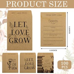 150 Pcs Wedding Favors Seed Packets Seed Envelopes Let Love Grow Kraft Packets Self Adhesive Small Flower Seed Coin Storage Packets for Guests Garden Wedding 2.25 x 3.25 Inches (Kraft)