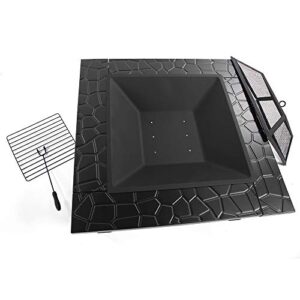 Tenozek 32'' Patio Fire Pits,Outdoor Stove Wood Burning Square Table Backyard Garden Heater/BBQ/Ice Fire Pit Set (32")