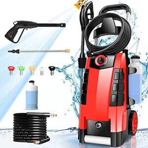 power washer, te3000 1.9gpm pressure washer 1800w electric high pressure washer professional car washer cleaner machine with hose reel,5 nozzles for patio garden yard vehicle