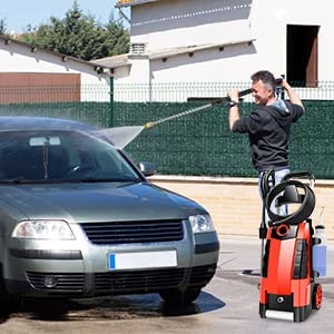 Power Washer, TE3000 1.9GPM Pressure Washer 1800W Electric High Pressure Washer Professional Car Washer Cleaner Machine with Hose Reel,5 Nozzles for Patio Garden Yard Vehicle