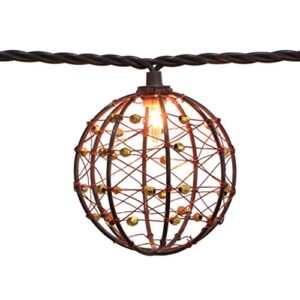 ZHONGXIN Outdoor Patio String Lights, 10 Mini Bulbs with Beaded Copper Wire Ball Style, UL Listed Connectable Weather-Resistant Indoor/Outdoor Decor Light for Home Pergola Garden Party Backyard …