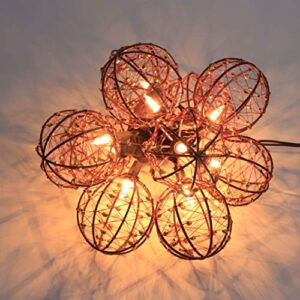 ZHONGXIN Outdoor Patio String Lights, 10 Mini Bulbs with Beaded Copper Wire Ball Style, UL Listed Connectable Weather-Resistant Indoor/Outdoor Decor Light for Home Pergola Garden Party Backyard …