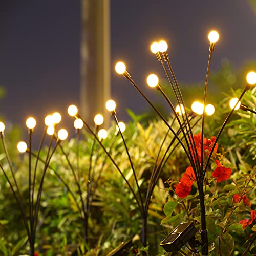 Kinaron Solar Garden Lights, New Upgraded Solar Powered Firefly Lights Outdoor Waterproof Starburst Swaying Solar Firefly Lights for Path Landscape Outdoor Decoration (2 Pack)