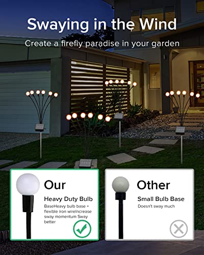 Kinaron Solar Garden Lights, New Upgraded Solar Powered Firefly Lights Outdoor Waterproof Starburst Swaying Solar Firefly Lights for Path Landscape Outdoor Decoration (2 Pack)