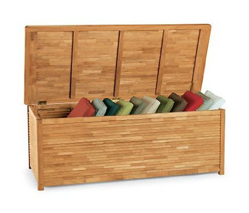 TeakStation Grade-A Teak Wood Outdoor Patio Garden Pool Spa Storage Box