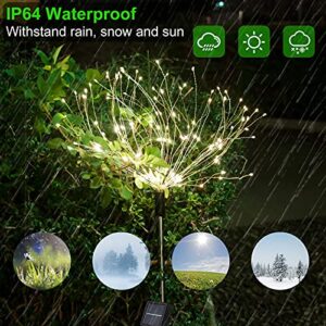 Solar Garden Lights, Solar Firework Lights 180 LEDs,Solar Powered String Light Warm White, DIY Chandelier for Garden, Patio, Yard, Flowerbed, Parties (2 Pack)