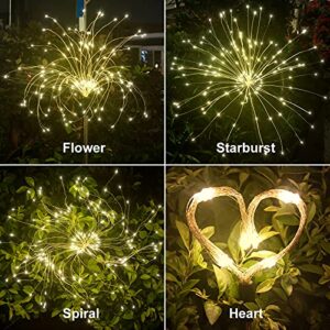 Solar Garden Lights, Solar Firework Lights 180 LEDs,Solar Powered String Light Warm White, DIY Chandelier for Garden, Patio, Yard, Flowerbed, Parties (2 Pack)