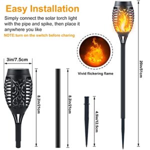 Awethone 16 Pack Solar Lights Outdoor, 12 LED Mini Solar Torch Light with Flickering Flame, Waterproof Christmas Decorative Landscape Lighting Torches for Garden Yard, Auto On/Off Dusk to Dawn