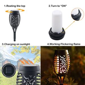 Awethone 16 Pack Solar Lights Outdoor, 12 LED Mini Solar Torch Light with Flickering Flame, Waterproof Christmas Decorative Landscape Lighting Torches for Garden Yard, Auto On/Off Dusk to Dawn