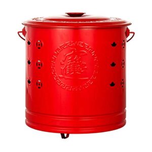 qilin stainless steel burn barrel, garden incinerator, steel fire cage, with liner, can burn garbage, paper, leaves, five sizes, red/gold/silver