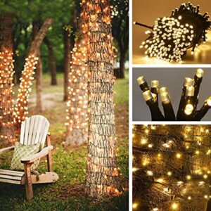 Qunlight Solar Fairy String Lights Outdoor Waterproof, 108ft 300LED Updated Version 6hrs Timer Function Starry String Lights for Christmas Patio Garden Party(WarmWhite 300L)