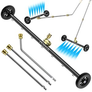 POHIR Undercarriage Pressure Washer Attachment Pro Max 24", Surface Cleaner Water Broom with 3pcs Extension Wand and Quick Connect Pivot Coupler 4000psi, 2 in 1 Underbody Car Washer