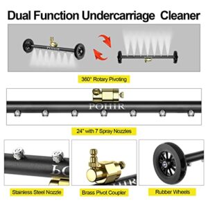 POHIR Undercarriage Pressure Washer Attachment Pro Max 24", Surface Cleaner Water Broom with 3pcs Extension Wand and Quick Connect Pivot Coupler 4000psi, 2 in 1 Underbody Car Washer