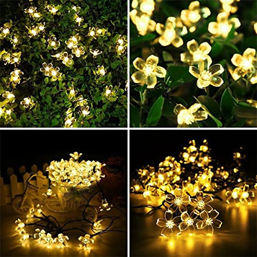 ITICdecor Solar Flower String Lights Outdoor Waterproof 50 LED Fairy Light Christmas Decorations for Garden Fence Patio Yard Christmas Tree, Home, Lawn, Wedding, Patio, Party Decoration (Warm White)