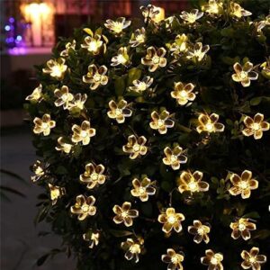 ITICdecor Solar Flower String Lights Outdoor Waterproof 50 LED Fairy Light Christmas Decorations for Garden Fence Patio Yard Christmas Tree, Home, Lawn, Wedding, Patio, Party Decoration (Warm White)