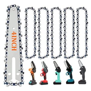 mini chainsaw blade chain replacement: 6 pack saw chain 4-inch 1/4″ protable handheld chain saw replacement guide saw chain for wood branch cutting