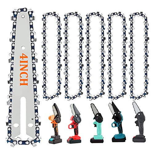 Mini Chainsaw Blade Chain Replacement: 6 Pack Saw Chain 4-Inch 1/4" Protable Handheld Chain Saw Replacement Guide Saw Chain For Wood Branch Cutting