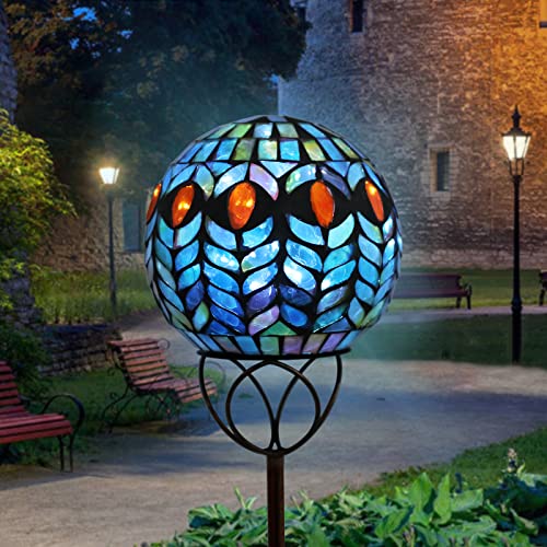 VCUTEKA Solar Outdoor Lights Garden Decor Mosaic Solar Garden Lights Waterproof Glass Ball LED Pathway Stake Light for Landscape Lawn Patio Yard Decoration 6 inch, Colorful