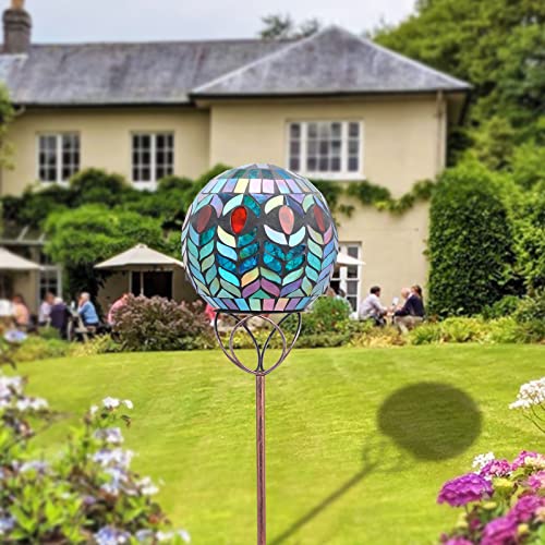 VCUTEKA Solar Outdoor Lights Garden Decor Mosaic Solar Garden Lights Waterproof Glass Ball LED Pathway Stake Light for Landscape Lawn Patio Yard Decoration 6 inch, Colorful