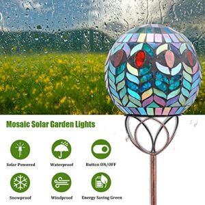 VCUTEKA Solar Outdoor Lights Garden Decor Mosaic Solar Garden Lights Waterproof Glass Ball LED Pathway Stake Light for Landscape Lawn Patio Yard Decoration 6 inch, Colorful