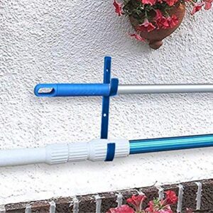 Flowerbeauty Pool Pole Hanger Premium Aluminium Holder Set, Ideal Hooks for Telescopic Poles, Skimmers, Leaf Rakes, Nets, Brushes, Vacuum Hose, Garden Tools and Swimming Pool Accessories (4, Blue)