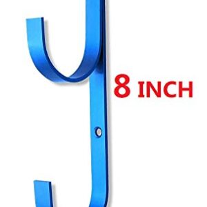 Flowerbeauty Pool Pole Hanger Premium Aluminium Holder Set, Ideal Hooks for Telescopic Poles, Skimmers, Leaf Rakes, Nets, Brushes, Vacuum Hose, Garden Tools and Swimming Pool Accessories (4, Blue)