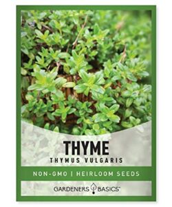 thyme seeds for planting is a heirloom, non-gmo herb variety- thymus vulgaris herb seeds great for indoor and outdoor gardening by gardeners basics