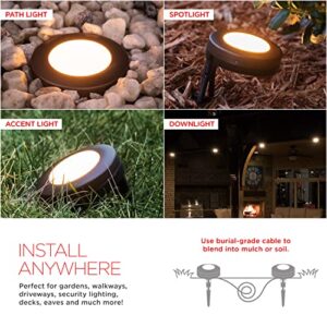 UltraPro LED Landscape Lights, Warm White, Large, 6 Pucks, 48ft, Outdoor Lighting, Ground, Garden, Decks, Patios, On/Off, Decoration, Weather Resistant, Durable, All Seasons, 60772