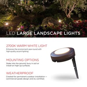 UltraPro LED Landscape Lights, Warm White, Large, 6 Pucks, 48ft, Outdoor Lighting, Ground, Garden, Decks, Patios, On/Off, Decoration, Weather Resistant, Durable, All Seasons, 60772