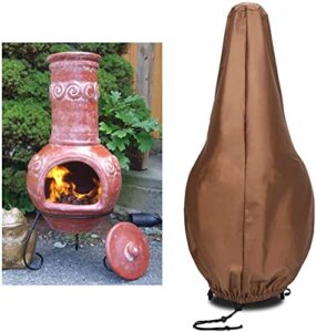 chiminea covers waterproof, protective fire pit heater cover, chiminea caps, outdoor patio chiminea covers, durable cover for clay chiminea , brown (m:12″x28″x48″)