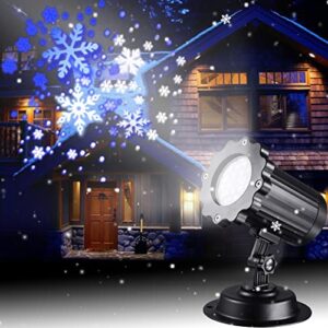christmas projector lights led white blue rotating snowflake snowstorm light projector with snowfall for halloween birthday wedding theme party garden home winter outdoor indoor decor [2022 updated]