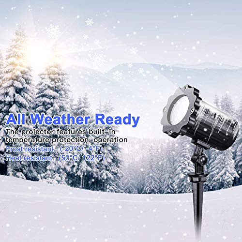 Christmas Projector Lights LED White Blue Rotating Snowflake Snowstorm Light Projector with Snowfall for Halloween Birthday Wedding Theme Party Garden Home Winter Outdoor Indoor Decor [2022 Updated]